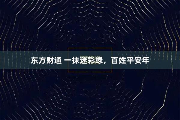 东方财通 一抹迷彩绿，百姓平安年