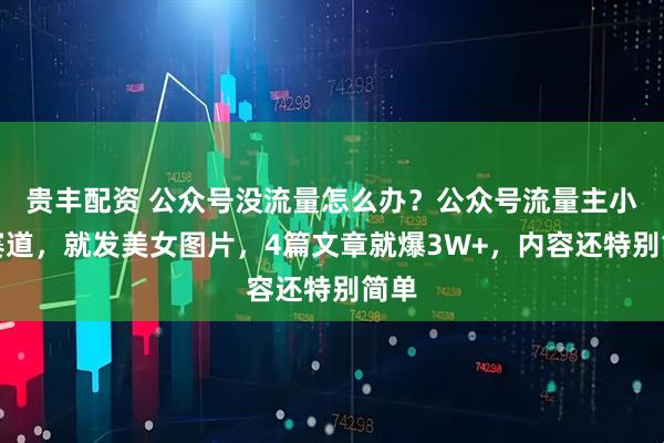 贵丰配资 公众号没流量怎么办？公众号流量主小众赛道，就发美女图片，4篇文章就爆3W+，内容还特别简单