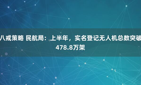 八戒策略 民航局：上半年，实名登记无人机总数突破478.8万架